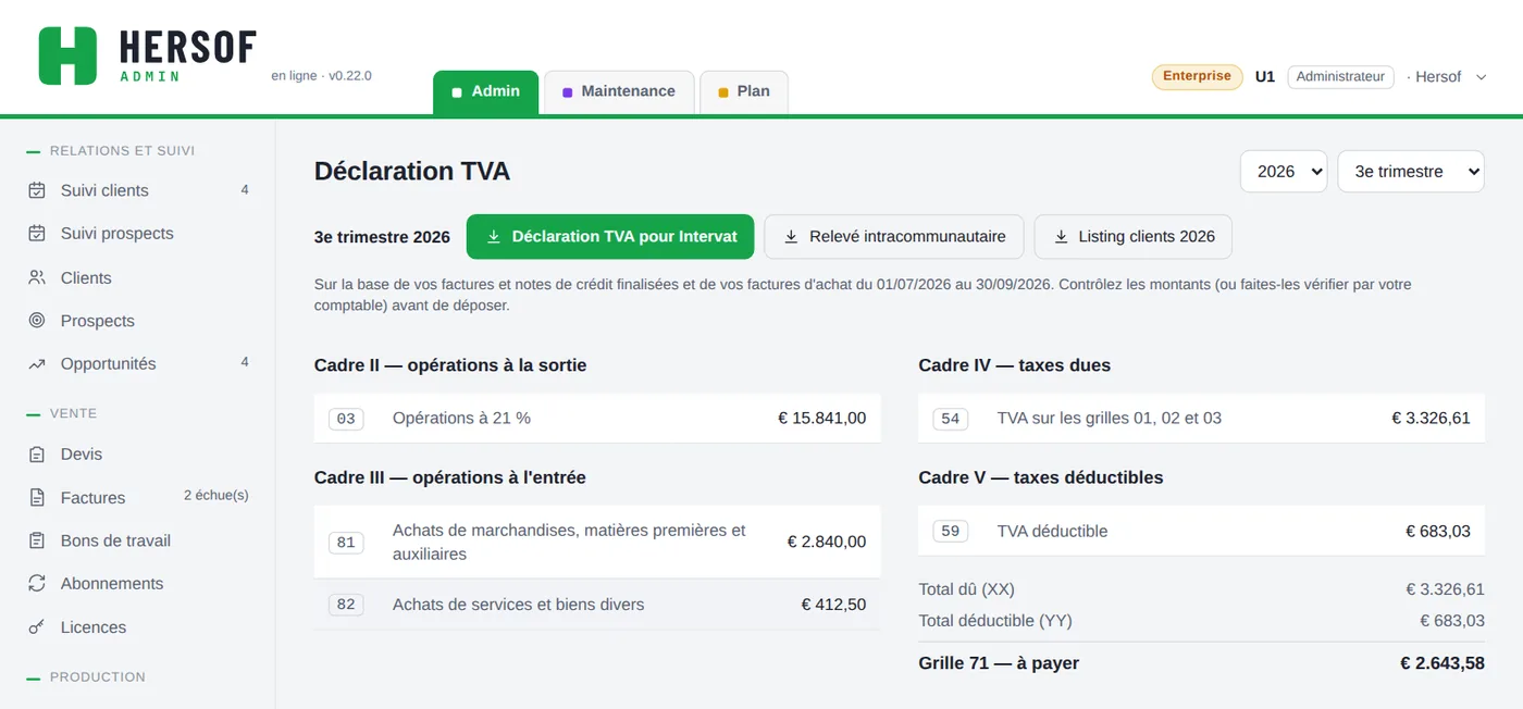 Déclaration TVA avec les grilles