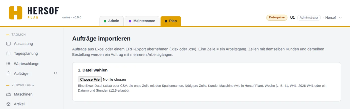Bildschirm Importieren